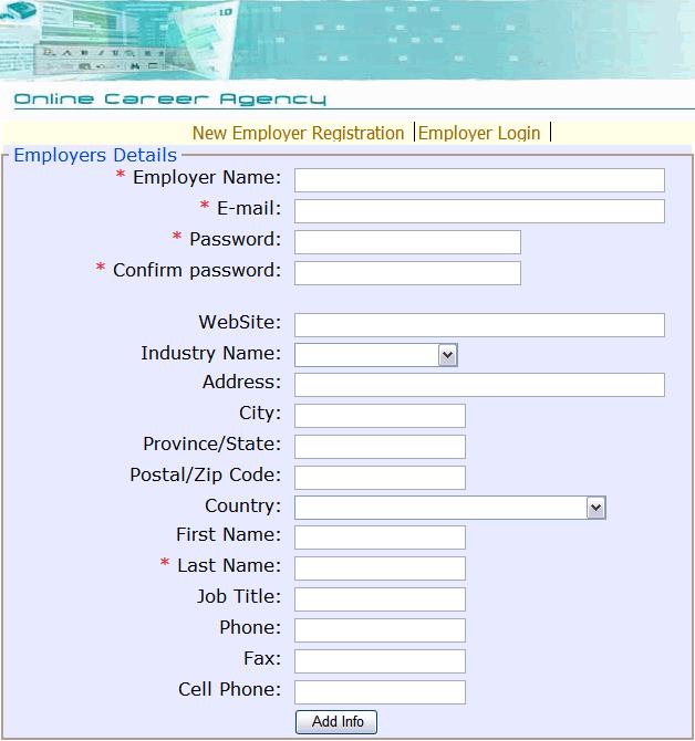 Employers can access the Employer Section of the Online Career Agency through the Employer Login Page (Figure 1-8).
