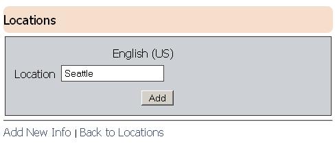 Adding a New Location Figure 6-4 Locations Details Page 1) Click Locations from the Manage Positions submenu. Click the Add New Info button from the Locations page.