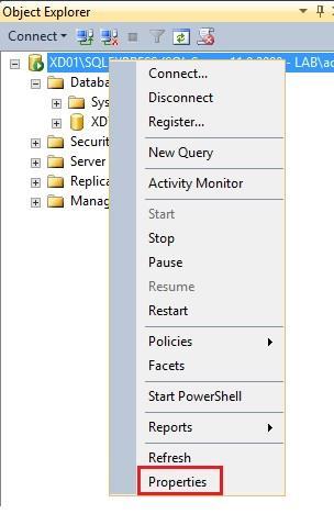1. Open SQL Management Studio Connect to SQL Server to be configured as database server for HyWorks