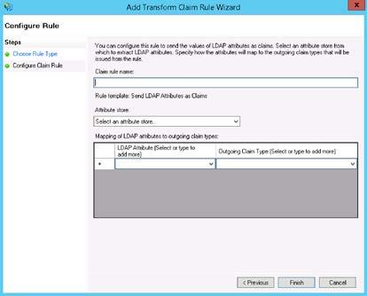 Call the Claim "ISMS" and select Active Directory as Attribute store.