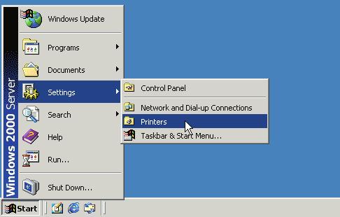 Setting up Network Port Connection Configuring the Shared Setting for the Network Print Server Configuring the Shared Setting for the Network Print Server (Windows 000 Server).
