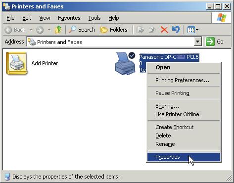 3 Click Printers and Faxes. (Category View Mode) 5 Click Properties.