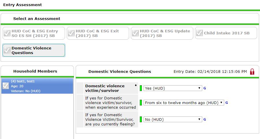 Domestic Violence Questions Santa Barbara Adding New Clients Workflow 23 If the answer to the first question (red arrow) is Yes, answer the following two questions.