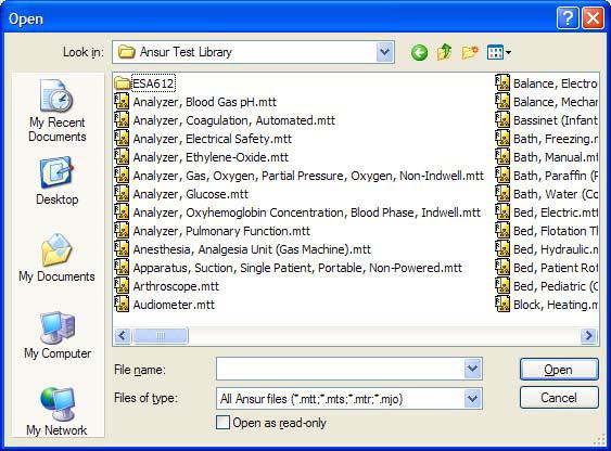 Ansur ESA612 Users Manual Figure 3-2. Browsing the Ansur Test Library gbv10.bmp 3.