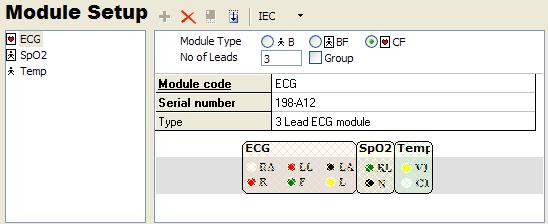 ESA612 Tests Performing a Safety Test 3 code for each module tested. Figure 3-8 shows a sample module for a patient monitor. Figure 3-8. Sample Module Setup Screen gbv17.