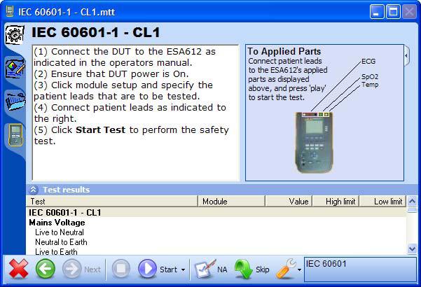 ESA612 Tests Performing a Safety Test 3 Figure 3-12. Connecting Instructions for Applied Parts gbv18.bmp 2. Connect the DUT to the safety analyzer as shown in Figure 3-12.