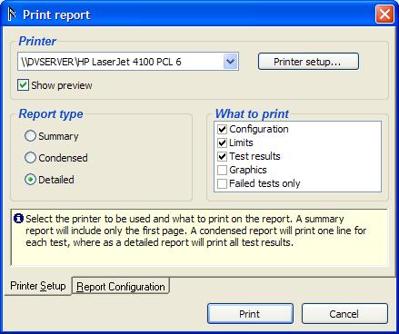 ESA612 Tests Printing a Test Report 3 Figure 3-17. Print Report Window gbv26.bmp 2.
