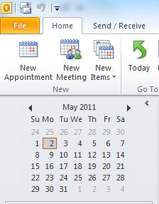 Calendar The Calendar module helps you keep track of meetings, appointments, and special events. 1. From the Navigation Pane, click the Calendar module button.