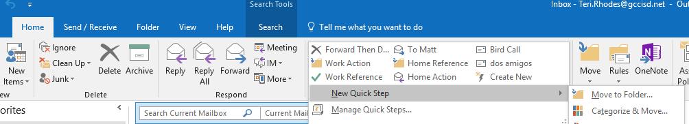 3. QUICK STEPS DEFAULT QUICK STEPS To configure or change existing Quick Steps, do the following: In Mail, on the Home tab, in the Quick Steps group, click
