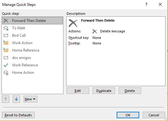 In the Quick Step box, click the Quick Step that you want to change, and then click Edit.