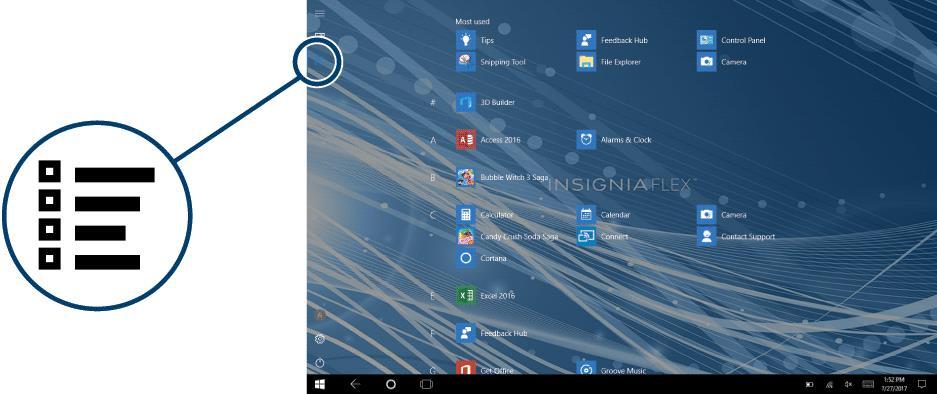 Apps list 10" FLEX Windows Tablet with Detachable