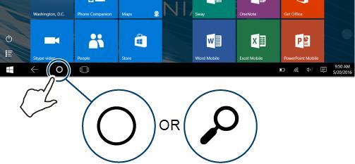 Search If in tablet mode, tap (search) in the taskbar,