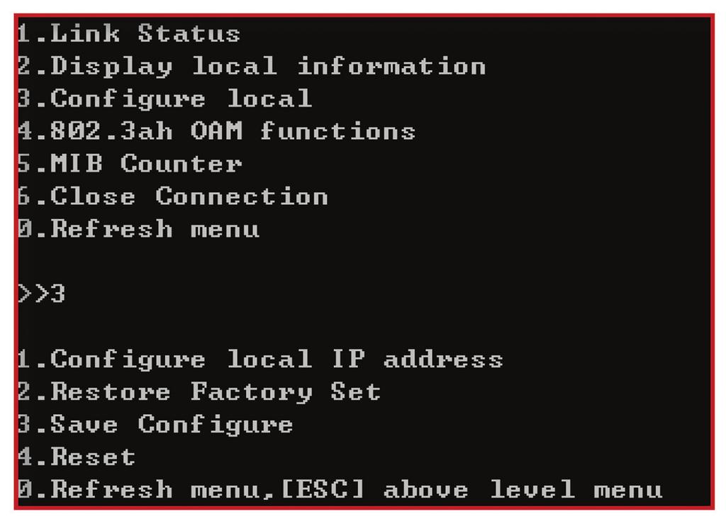 Chapter 5: Telnet 5.3 Configure Local Figure 5-3. Configure Local screen.