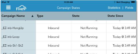 . Other information is presented in table form to display campaigns, agent statistics, and skill group queues.