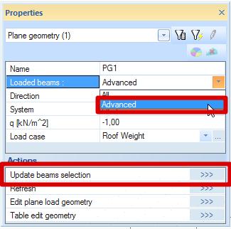 Plane generator By inserting an area load using the plane generator, all beams in the specified plane are loaded. This can be changed afterwards.