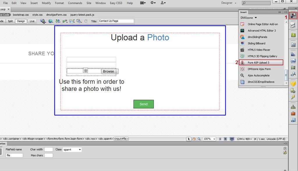 How to do it 1. We created a simple form, containing two text fields and one file field.