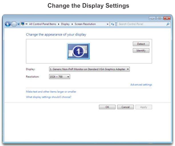 Display Settings When using an LCD screen, set the resolution to native mode or native resolution. Native mode has the same number of pixels that the monitor has.