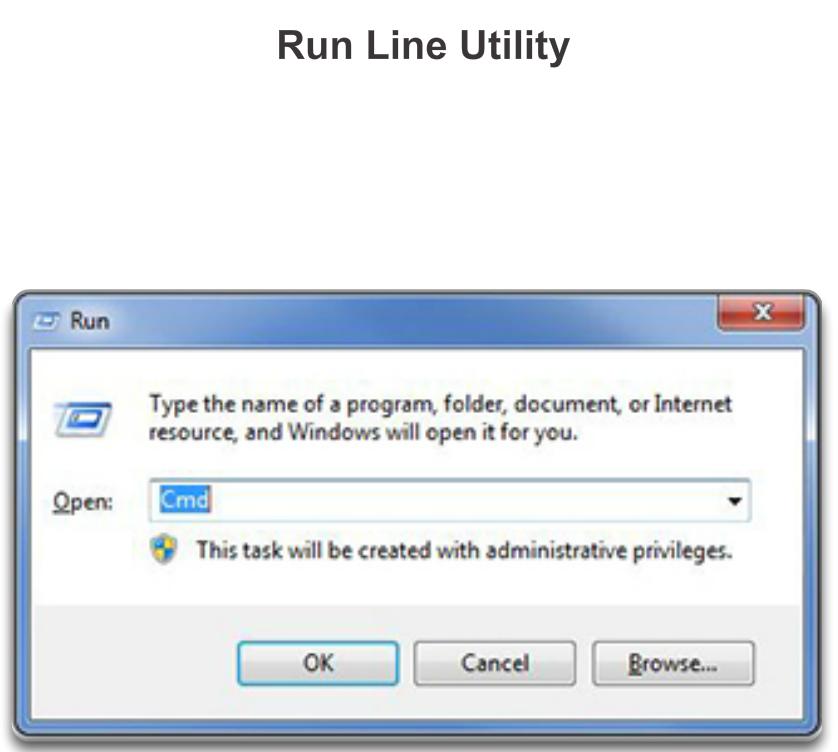 Run Line Utility The Run Line utility allows you to enter commands to configure settings in Windows.