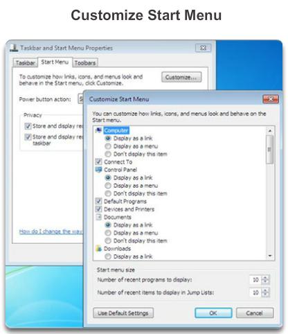 The Start Menu, shown in Figure 1, displays all the applications installed in the computer, a list of recently opened documents, and a list of other elements, such as the search feature, help center,