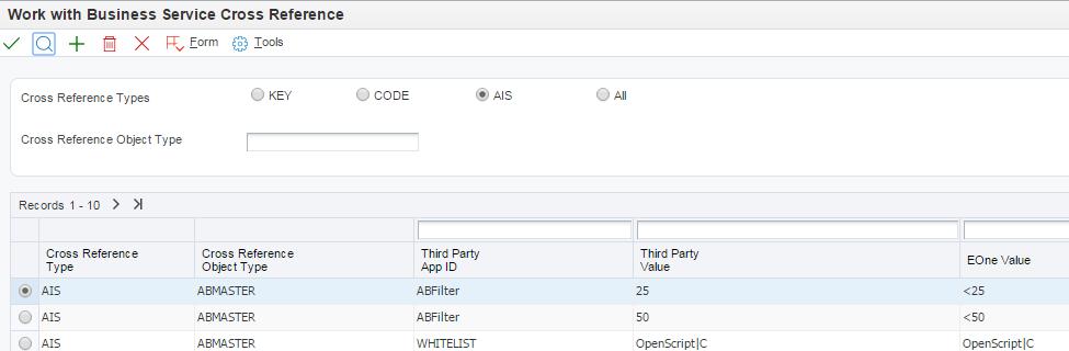 Setting Up Cross-References and White Lists in EnterpriseOne (P952000) 2. When you add a white list record, you must enter WHITELIST for the Third Party App ID.