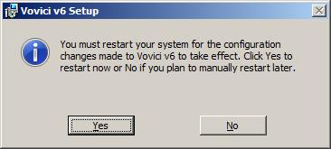15. If prompted, please restart before continuing this installation procedure. Otherwise, the Vovici Service will not function correctly.