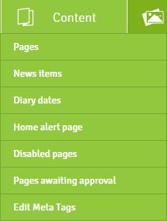 CMS MENU: CONTENT Pages: New standard page You can add a new standard page instantly in one step.