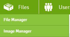 CMS MENU: FILES The Files menu allows direct access to the File Manager and Image Manager. The File Manager allows you to upload documents and other files to your web server.