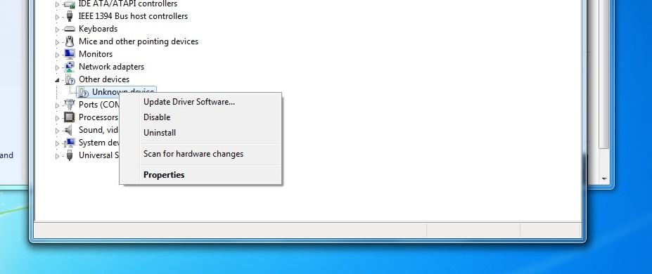 In the Device Manager RT USB3000 will appear as Unknown device.