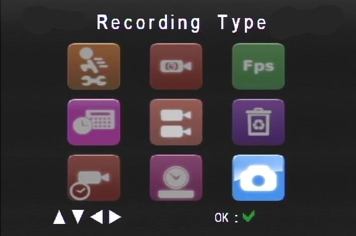 Setting the Record Options From the MAIN MENU, select this icon and press ENTR: Pressing: Displays: To