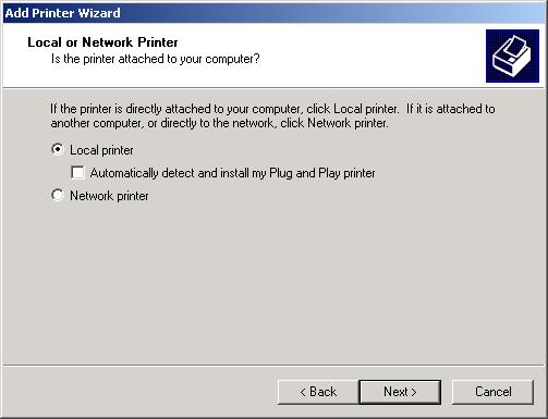 TCP/IP Printing for Windows 2000 Select the first option,
