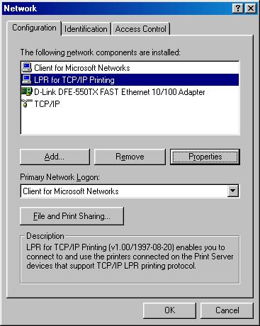 TCP/IP Printing for Windows 98SE/ME You should now be back to the Network Properties Page.