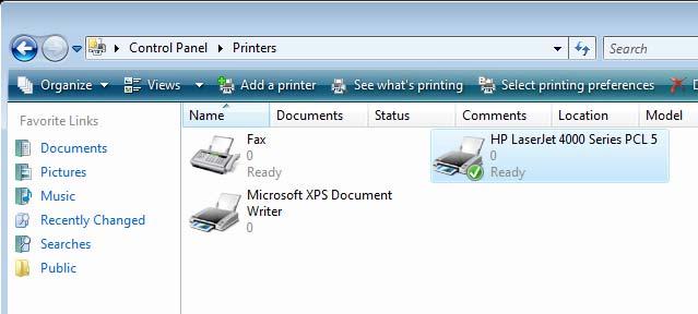 TCP/IP Printing for Windows Vista The printer is