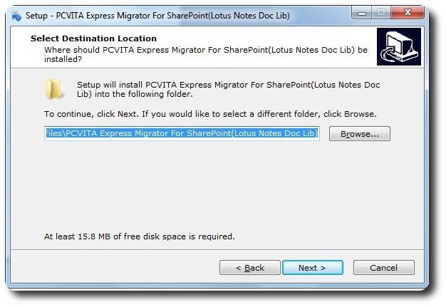 To open, double click the installer of PCVITA Express Migrator for SharePoint (Lotus Notes Doc Lib) installer. Click on next button to proceed.