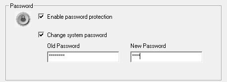 The Enter Password field will appear. The software ships with no password assigned. Enter the password you wish to use. 2. If you are finished configuring the system properties, click OK.