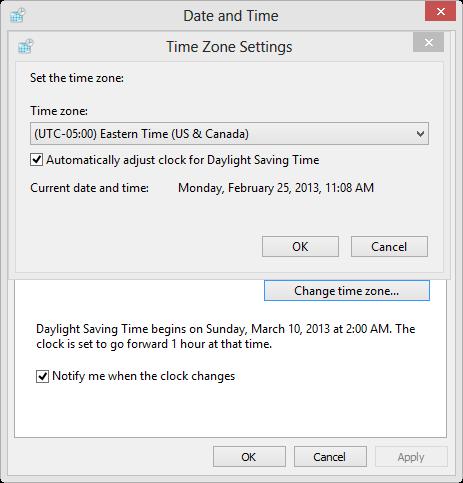 From here, check Automatically adjust clock for daylight savings changes. 4.