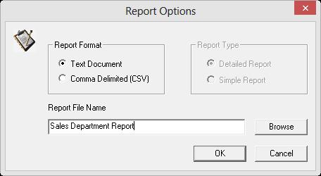 HISTORY REPORTS To save the results of a history filter: 1. Go to File > Report. 2. Enter a name for the report. Choose a document format and a report type.