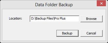 2. Browse to the location where you want your backup files to be saved. NOTE: You should create a folder specific to these files beforehand.