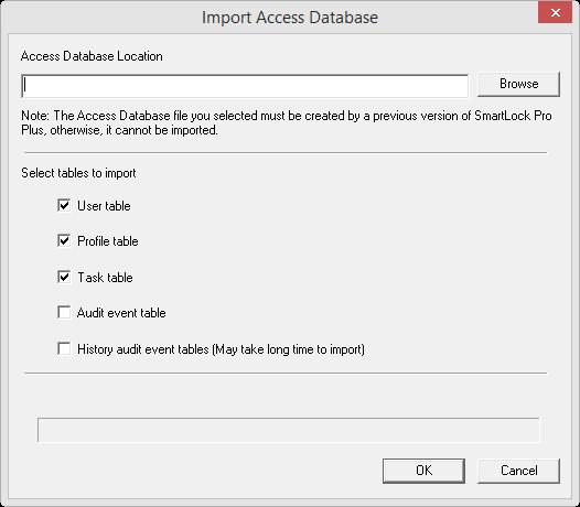 The following window will appear: Browse to the location of the Access database, and use the checkboxes to select the tables you wish to import. Click OK.