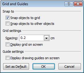 Using Drawing Tools 7. In the Grid and Guides dialog box, select the options you need and specify the grid spacing, if necessary. 8.