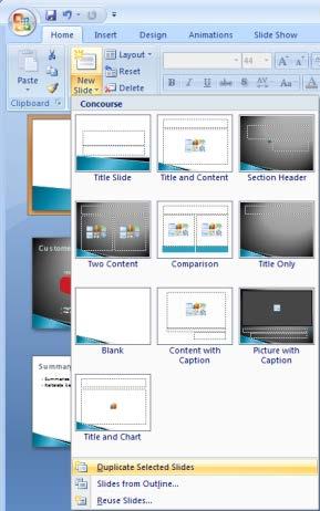 Using Different Views COPYING SLIDES IN SLIDE SORTER VIEW Slide Sorter view allows you to copy one or more slides to a new location in a presentation.