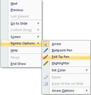 PowerPoint s penallows you to write or draw on the current slide.