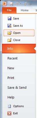 OPENING AN EXISTING PRESENTATION You can view or edit an existing presentation by opening it from disk.