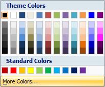 Themes Theme colour choices Changing Theme fonts is more straightforward.