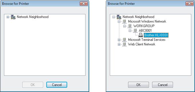 STEP 2 Installing the Printer Driver 7 Choose Network Shared Printer, and then click Next. 8 Choose your printer's queue, and then click OK.