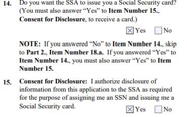 a. and type your SSN in the 13.b. box. If you have never been issued an SSN, check No and go on to Question 14.