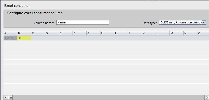 3.3 IDB configuration system (CS) No. Procedure 3. In the Excel consumer area Enter the column name Name to be mapped in the Column name text field (1).