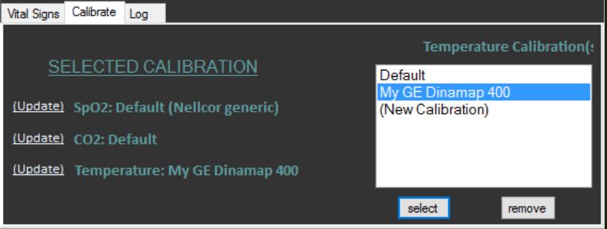 Repeat for all calibration points. Once completed, the calibration data will automatically be stored/retrieved on the VitalsBridge.