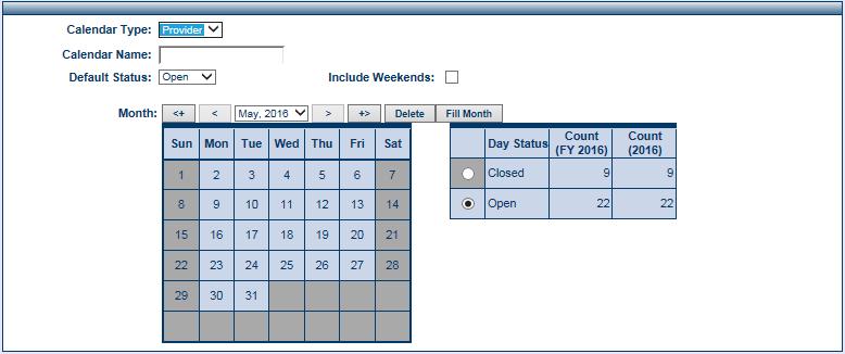CCTA: Administrator How to Access and Create a New CCTA Calendar 4. From the Calendar Type dropdown list, select Provider. Note: Calendar Type choices are Provider (default), School, and Agency. 5.