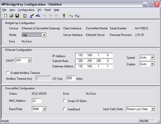 Configuration 3-3 BWConfig User Interface The BridgeWay Configuration Tool