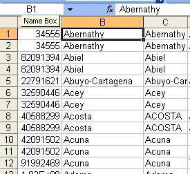 After copying the values in Column B, the formula no longer displays in the toolbar, only the